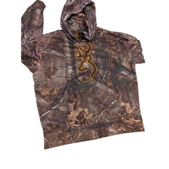 Browning Camo Hoodie Mens Large Pullover Hunting Sweatshirt Realtree Pattern - Picture 9 of 16